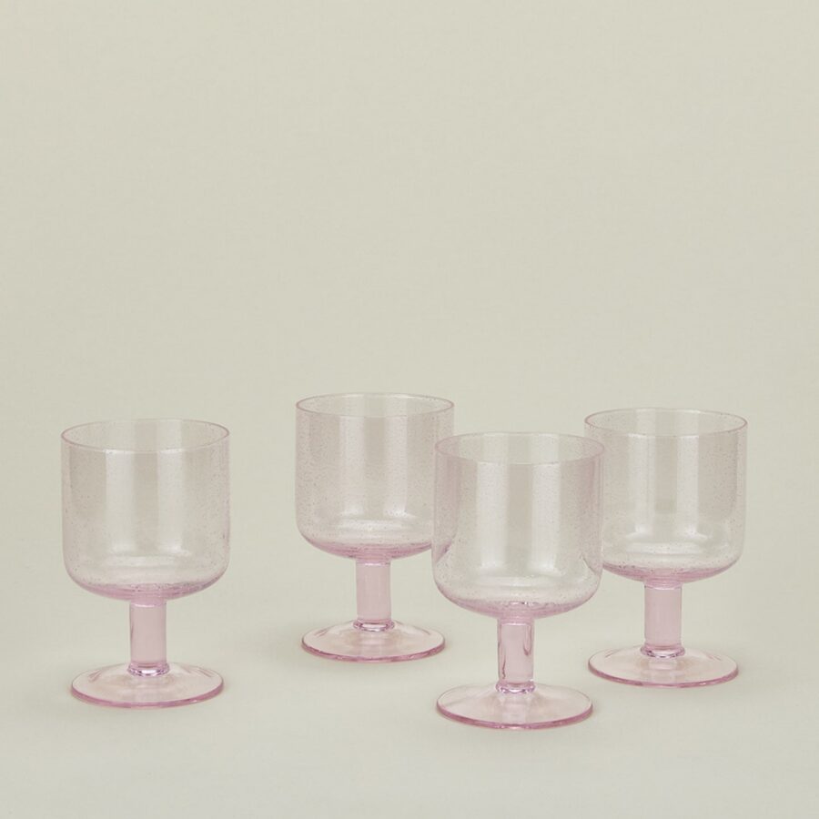 Blush Seeded Artisan Glass Set